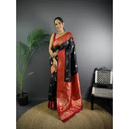 Elora Black Woven Design Saree With Unstitched Blouse-picture-48