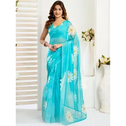 elora Floral Pure Linen Designer Saree-picture-22