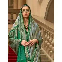 Elora Green Printed Saree With Unstitched Blouse-picture-22