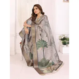 Elora Grey Silk Printed Saare with Blouse-picture-26