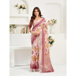 Elora Light Pink Linen Ikat Geomatric Printed Ready to Wear Saree-picture-40