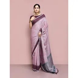 elora Magenta & Purple Linen Blend Saree-picture-21
