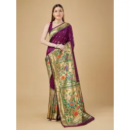 Elora Purple Litch Silk Zari Weaving Saree With Unstitched Blouse-picture-21