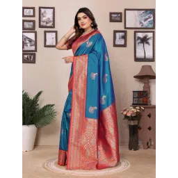 Elora Royal Blue Zari Saree With Unstitched Blouse-picture-17