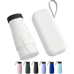 eloxee Lightweight Travel Mini Folding Umbrella with Waterproof Case - 6-Rib Compact Sun & Rain Pocket Umbrella for Purse, Windproof for Women & Girls-picture-22