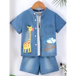 ELPIXIE FASHION Unisex Blue Kids Shirt with Shorts-picture-28