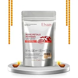 Elvaay Premium Rose Petals Powder, गुलाब पंखुड़ी बॉडी स्क्रब पाउडर, त्वचा से कालापन हटाकर निखार लाए, प्राकृतिक उबटन, 100 ग्राम-picture-50