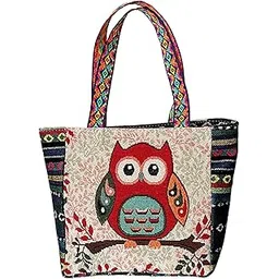Embroidered Handmade Women Shoulder Bag Travel Bag Gift Red Owl-picture-53
