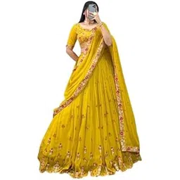Embroidery Work Lehenga Choli Set For Women party wedding |Bridal wear Stylish latest Lehenga Choli With Dupatta-picture-34