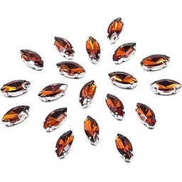 Embroiderymaterial Caramel Color Sew On Glass Rhinestones for Embroidery, Jewellery Making, Crafts, DIY in Metal Base Claw Setting (50 Pieces, 5X10MM, Eye Boat Marquise Shape)-picture-21