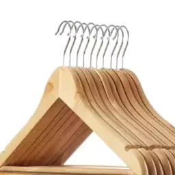 Emergity Wooden Hangers For Wardrobe, Cloth, Saree (Beige) Pack of 12 image 3