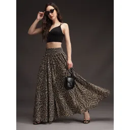 emeros Women Flared Brown, Black, White Viscose Rayon Trousers-picture-33