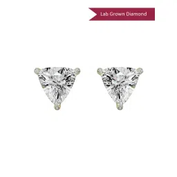 EMORI 18k (750) Yellow Gold 0.5 CT Trillion Curved Solitaire Lab Grown Diamond Studs for Women-picture-22