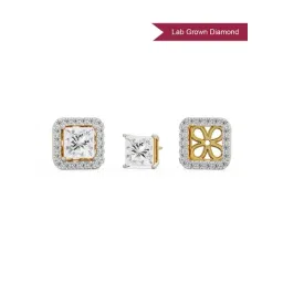 EMORI 18k (750) Yellow Gold 0.50 CT Princess Frame Lab Grown Diamond Studs for Women-picture-26