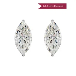 EMORI 18k (750) Yellow Gold 1 CT Marquise Lab Grown Diamond Studs for Women-picture-25