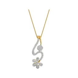 EMORI 18k (750) Yellow Gold Floral Drop Diamond Pendant-picture-37