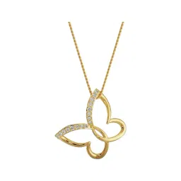 EMORI 18k (750) Yellow Gold Minimalist Butterfly Diamond Pendant-picture-15