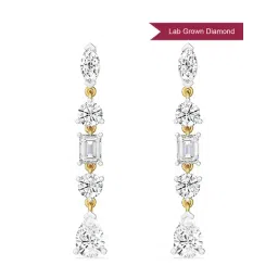 EMORI 18k (750) Yellow Gold Multi Stone Lab Grown Diamond Drops for Women-picture-14