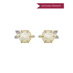 EMORI 18k (750) Yellow Gold Pearly Lab Grown Diamond Studs for Women-picture-29