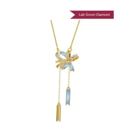 EMORI 18k (750) Yellow Gold Twisted Bow Lab Grown Diamond Necklace for Women-picture-43