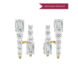 EMORI 18k (750) Yellow Gold Two Way Mixed Stone Lab Grown Diamond Studs for Women-picture-23