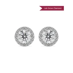 Emori 18k White Gold & Lab Grown Diamond 1 CT Halo Solitaire Stud Earrings-picture-46