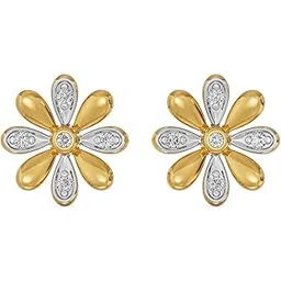 emori Yellow Gold Floral Diamond Studs Earrings For Women - One Size, Gold with Lab Grown Diamond-picture-13