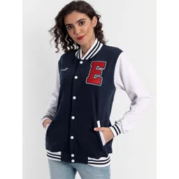 Emprall Long Sleeves Stand Collar Fleece Varsity Jacket with Embroidered-picture-23