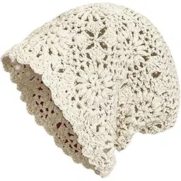 enakshi (label) Womens Crochet Beanie Breathable Hollow Out Skull Cap for Shopping Vacation Beige|Clothing, Shoes & Accessories | Womens Accessories | Hats-picture-16