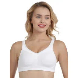 Enamor A112 Smooth Lift Classic Bra - Stretch Cotton Non-Padded Wirefree Full Coverage - White-picture-17