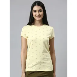 Enamor Banana Yellow Cotton Printed T-Shirt-picture-15