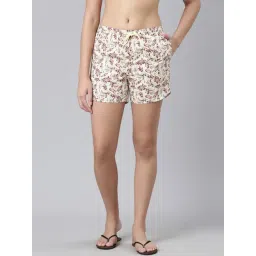 Enamor Beige Cotton Printed Shorts-picture-38