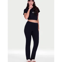 Enamor Black Cotton Relaxed Fit Trackpants-picture-38
