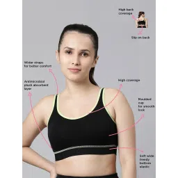 Enamor Black Cotton Sports Bra image 3