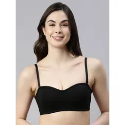 Enamor Black Non-Wired Non Padded Full Coverage Balconette Bra With Detachable Straps A019-picture-20