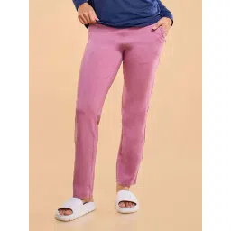 Enamor Dusky Orchid Cotton Plain Lounge Pants-picture-30