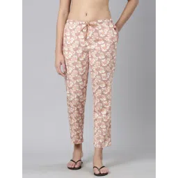 Enamor Dusty Pink Cotton Printed Lounge Pants-picture-11