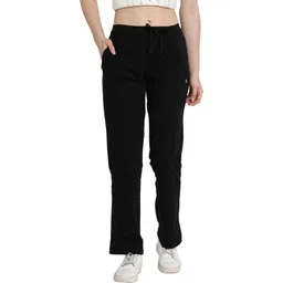 enamor E014 Mid-Rise Straight Leg Women Solid Black Track Pants-picture-12
