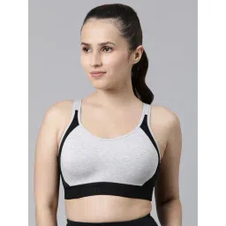Enamor Grey & Black Cotton Color-Block Sports Bra-picture-18