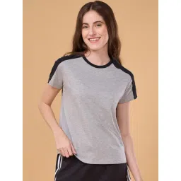 Enamor Grey & Black Round Neck Lounge T-Shirt-picture-19
