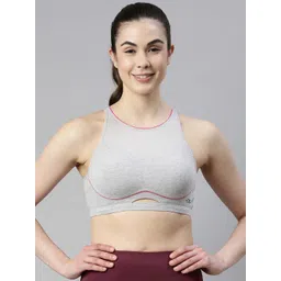 Enamor Grey Melange Sports Bra Padded Full Coverage Contour Bounce Control Medium Impact-image-24