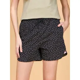 Enamor Jet Black Cotton Printed Lounge Shorts-picture-28