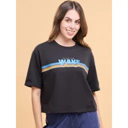 Enamor Jet Black Cotton Printed Lounge T-Shirt-picture-28