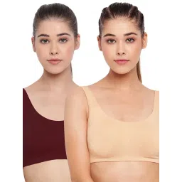 Enamor Maroon & Beige Scoop Neck Sports Bra-picture-28