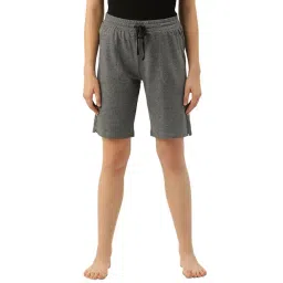 Enamor Medium Grey Melange Textured Bermuda Shorts-picture-17
