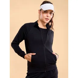 Enamor Ottoman Textured High Neck Relaxed Fit Regular Length Jacket A906-picture-32