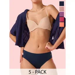 Enamor Pack Of 5 Cotton Antimicrobial Hipster Brief CH03 MCS CH03 MCS P5-Multicolorsolid-picture-26