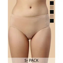 Enamor Pack Of 5 Cotton Classic Antimicrobial And Stain Release Finish Hipster Panty-CR17-picture-19