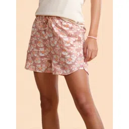 Enamor Pink Cotton Printed Shorts-picture-27