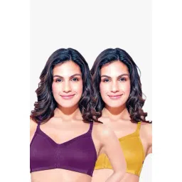 Enamor Purple & Mustard Non Wired Non Padded Bra - Pack Of 2-picture-16